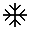 Black snowflake symbol on a white background
