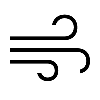 Black icon of three curved lines on a white background