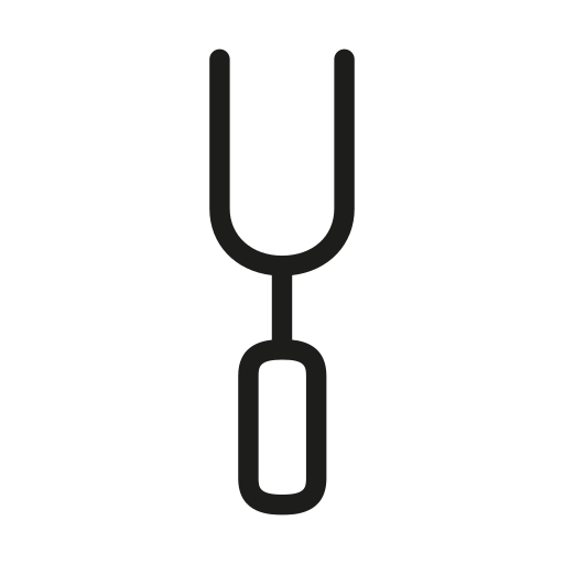 Black outline of a tuning fork on a white background