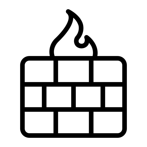 Black icon of a firewall with a flame on top
