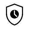 Shield icon with a clock inside, symbolizing time protection or security.