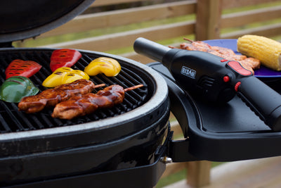 Image of Airlighter 420 next to grill with meat.